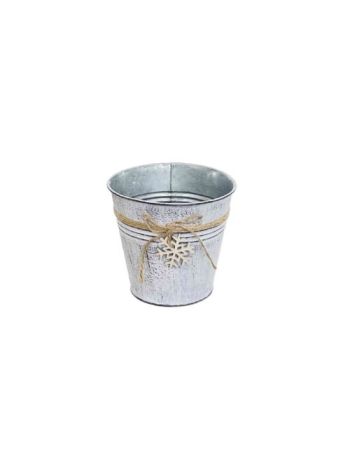 Bádog Kaspó Kerek Hópihe Fadekorral 140-B-22-80/S - D13/9*H12cm (108/#)