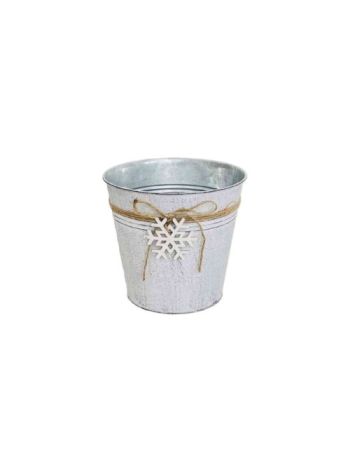  Bádog Kaspó Kerek Hópihe Fadekorral 140-B-22-80/M - D18/13*H16-5cm (60/#)