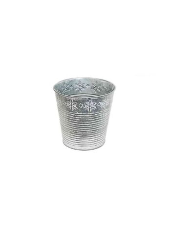  Bádog Kaspó Szürke Hópihés 140-B-22-45/M - D15/11*H14,5cm (80/#)