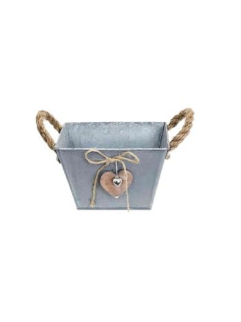 Bádog Kaspó Tégla, Szív Logóval 140-B-22-13 - 17*11*H12cm (120/#)