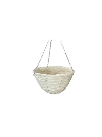 (Rattan) Függő Kaspó Kerek Fehér 38 Cm 17-03 - D38*H20cm (20/#)