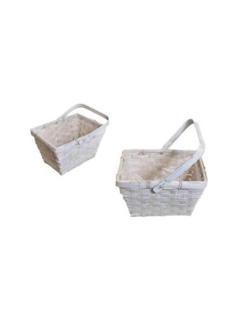 Fonott Kosár Antikolt Fehér Színű Tégla Lf 66-24-A/FEHÉR - 19*14,5*H11/21cm