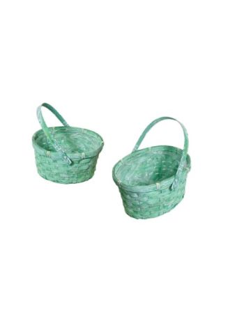 Fonott Kosár Zöld Színű Ovális Lf 66-25-A/ZÖLD - 19*16*H11/21cm (150/#)