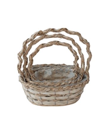 Prútený kôš s ušami oválny set/3 54-202 - 31*24*H12/34cm (24/#)