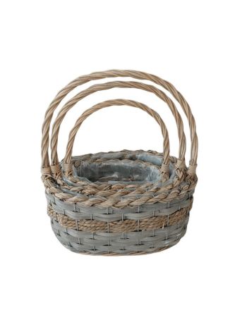 Fonott Füles Kosár Ovál Szett/3 54-203 - 31*23*H15/36cm (24/#)