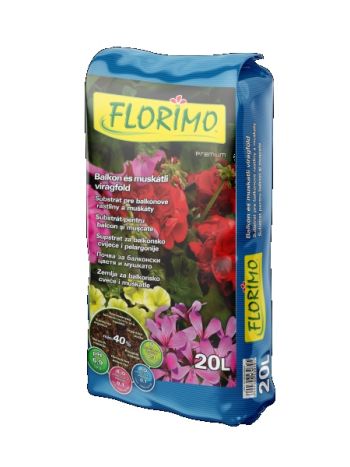 FLORIMO balkon és muskátli virágföld 20 l 120db/raklap
