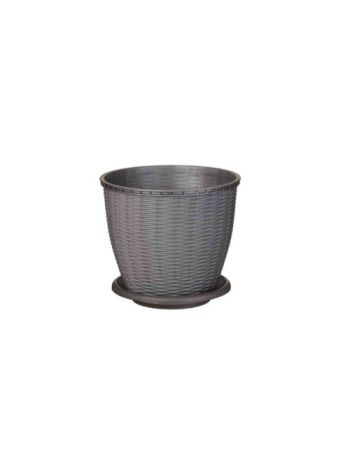 Cserép+Alátét Rattan 9 Literes Szürke (11/#)