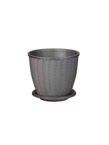 Cserép+Alátét Rattan 16 Literes Szürke (11/#)