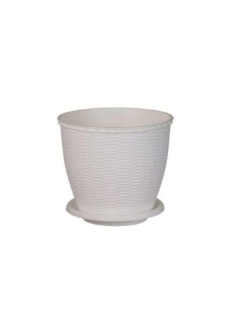 Cserép+Alátét Rattan 16 Literes Fehér (11/#)