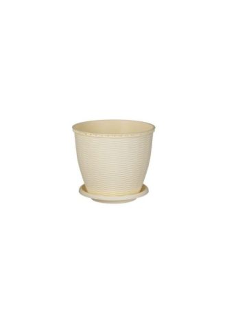Cserép+Alátét Rattan 6 Literes Krém (11/#)