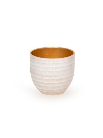 Le Havre kerámia kaspó fehér-arany 16x14cm