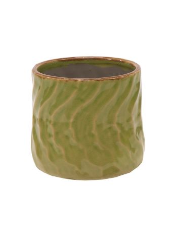 Loren Wave Cauldron kerámia kaspó kiwizöld 18x17cm