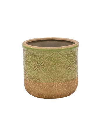 Sanne Cauldron kerámia kaspó kiwizöld 19-5x18-5cm