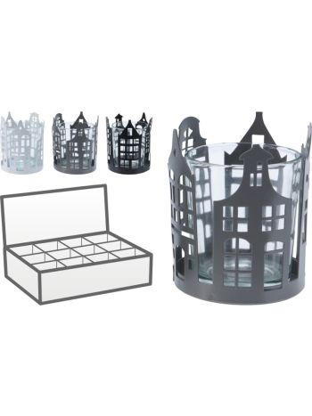 Fém + üveg mécsestartó 60x80mm