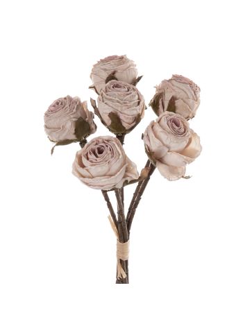 Rózsa selyemvirág csokor, 6 szálas, magasság: 31cm - Bézs  AF004-05