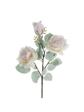 Selyemvirág rózsa ág 3 fejjel- 64.5cm magas - Pezsgő