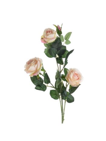 Selyemvirág rózsa ág 4 fejjel- 64.5cm magas - Pezsgő