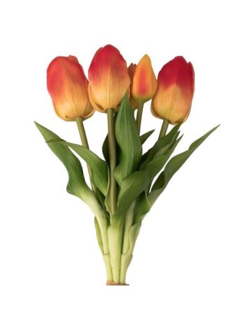 Real touch gumi tulipán- 5 szálas köteg- 30cm magas - Narancssárga  AF041-02