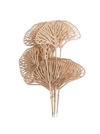 Metál arany gingko biloba köteg- 6 szálas- 37cm magas