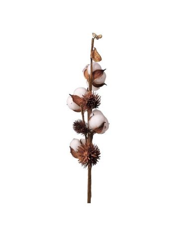 Gyapot dekor ág- 4 fejes- 49cm magas