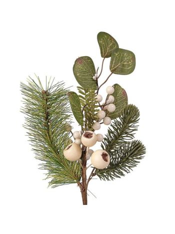 Téli ág fenyővel, levelekkel és bogyókkal, 37cm magas