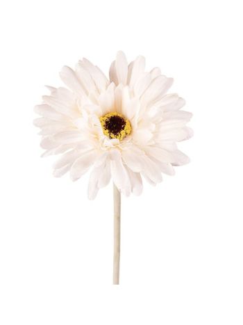 Gerbera selyemvirág szál, magasság: 55cm, virágfej átmérő: 10cm - Fehér