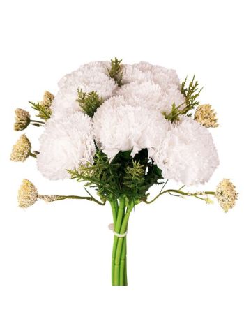 Szegfű selyemvirág csokor- magasság 32cm- Fehér