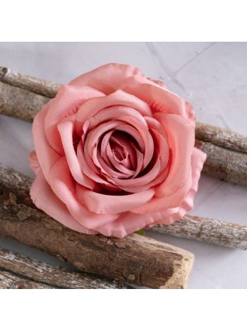 Rózsa selyemvirág fej- 10cm - Sötét rózsaszín