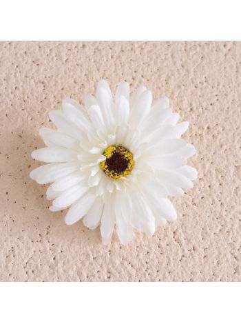 Gerbera selyemvirág fej- 9cm - Fehér