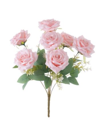 Rózsa selyemvirág csokor- 7 ágú- 41cm magas - Rózsaszín