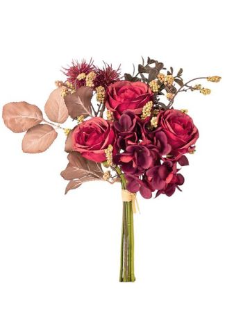 Rózsás hortenzia selyemvirág csokor- 32cm magas -