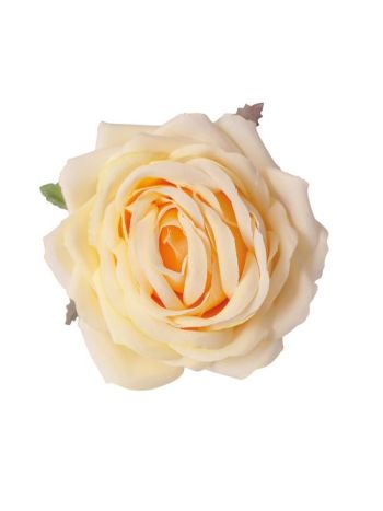 Rózsa selyemvirág fej- 9cm - Sárga