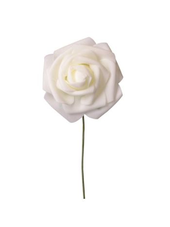 Rózsa selyemvirág szál- 23cm - Fehér