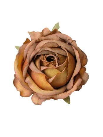 Rózsa selyemvirág fej- 9cm - Kávé