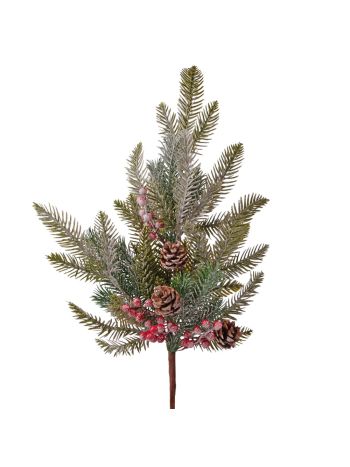 Dekorációs karácsonyi ág- tobozokkal és bogyókkal- 52 cm magas