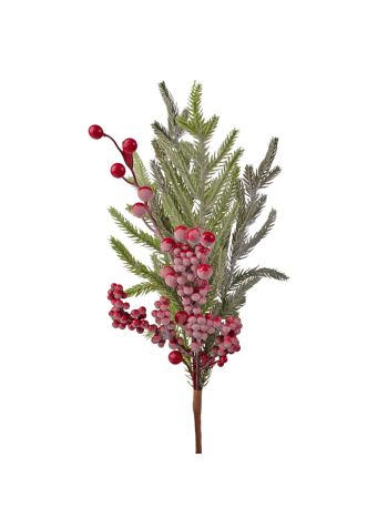 Csillámos- deres hatású bogyós fenyőág- 48 cm magas