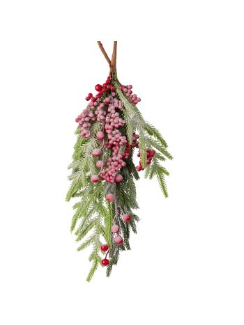 Csillámos- deres hatású bogyós fenyő függődísz- 50 cm magas