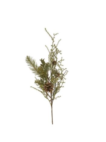 Ág leveles- fenyővel- tobozzal- betűzős- műanyag- 70 cm- zöld