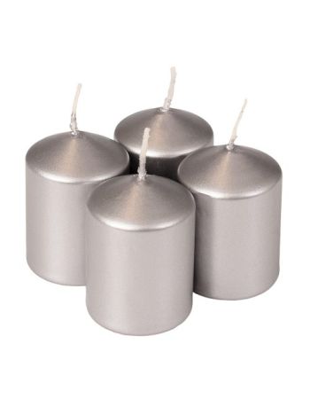 Adventi gyertya készlet- 5.5 x 4cm - Metál ezüst