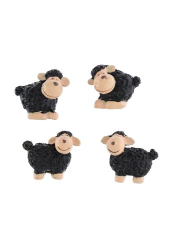 Bárány öntapadós poly 3x2-5x1-4cm fekete S/12  DD61445