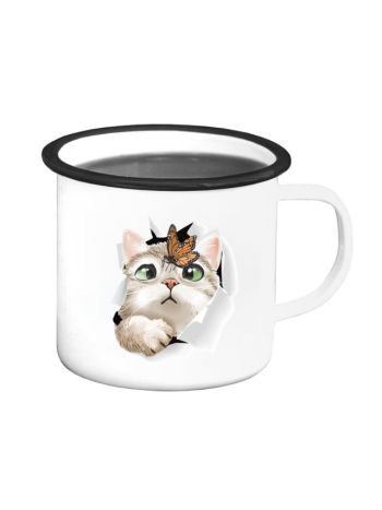 Bögre cicával bádog 11x11x10 cm színes  DD61627