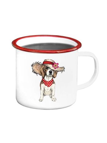 Bögre kutyával bádog 11x11x10 cm színes  DD61629