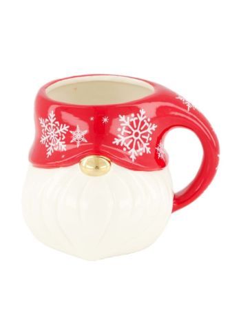 Bögre mikulás porcelán 14x11-7x10-2 cm piros- fehér @