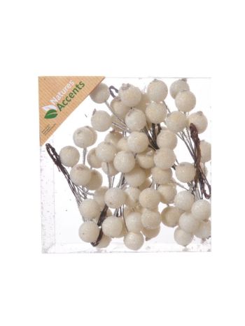 Bogyós csokor deres- betűzős műanyag 1-6 cm krém S/66