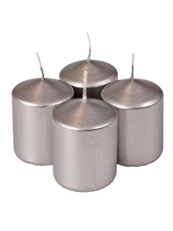 Adventi henger gyertya készlet- 6.5 x 5cm - Metál ezüst