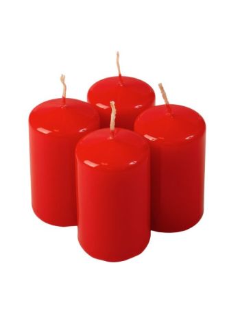 Adventi henger gyertya készlet- 8 x 5cm - Lakk piros