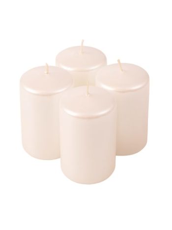 Sada adventných sviečok - 8 x 5 cm - biela metalická perleť
