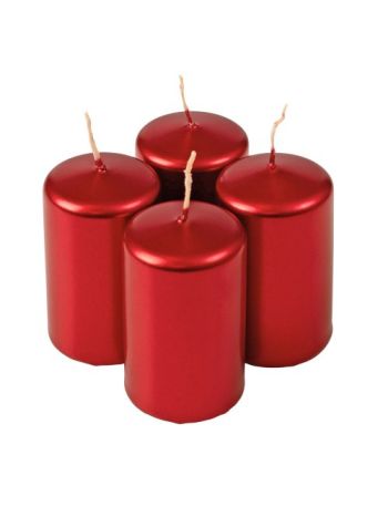 Adventi henger gyertya készlet- 8 x 5cm - Metál piros