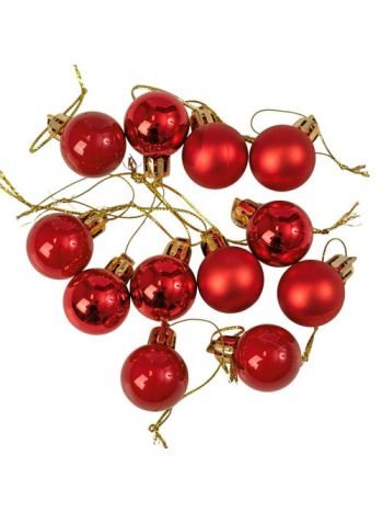 12db-os 2.5cm-es karácsonyi gömb szett - Piros