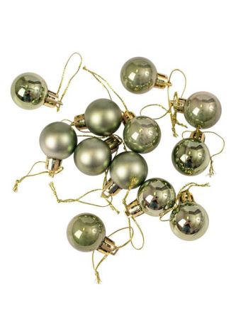 12db-os 2.5cm-es karácsonyi gömb szett - Világoszöld